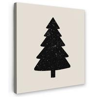 LEINWANDBILD Weihnachtsbaum - Schwarz - Urlaub - Beige Deko Groß 90x90 cm - Schwarz, Textil (90/90cm) - MuchoWow