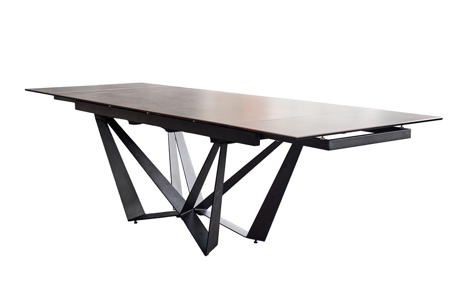 ESSTISCH ISTAR Grau Glas - Schwarz/Grau, Glas/Metall (90/180/76cm) - KAWOLA