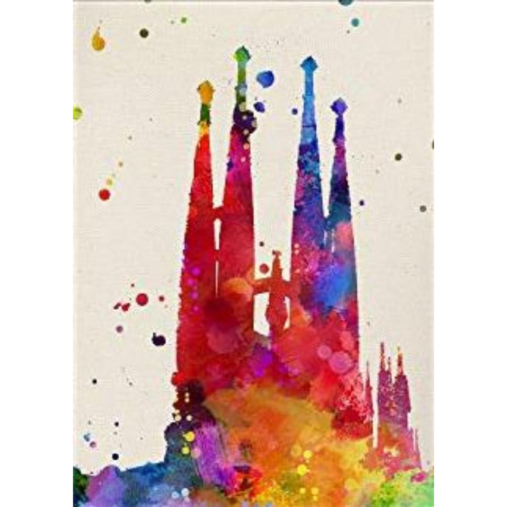 POSTER Sagrada Familia A4 Schwarzer Rahmen - Schwarz, Papier (29.7/5/21cm) - Nacnic