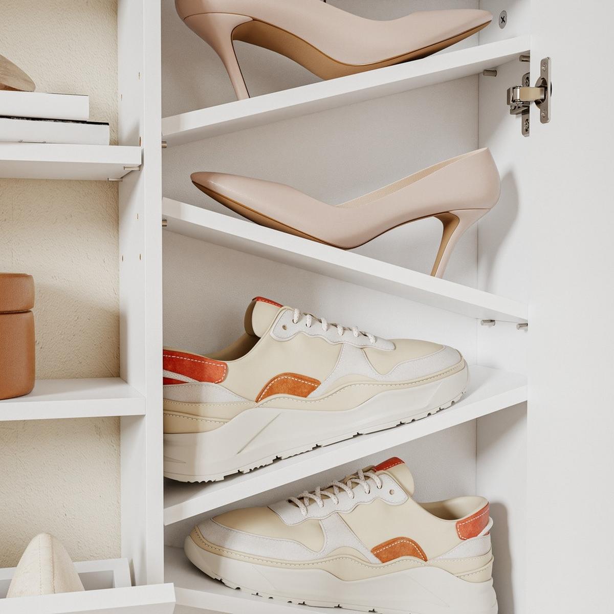 SCHUHSCHRANK mit klappbaren Fächern und Türfach FSR230 - Weiß, Holzwerkstoff (83/117.5/14cm) - SoBuy
