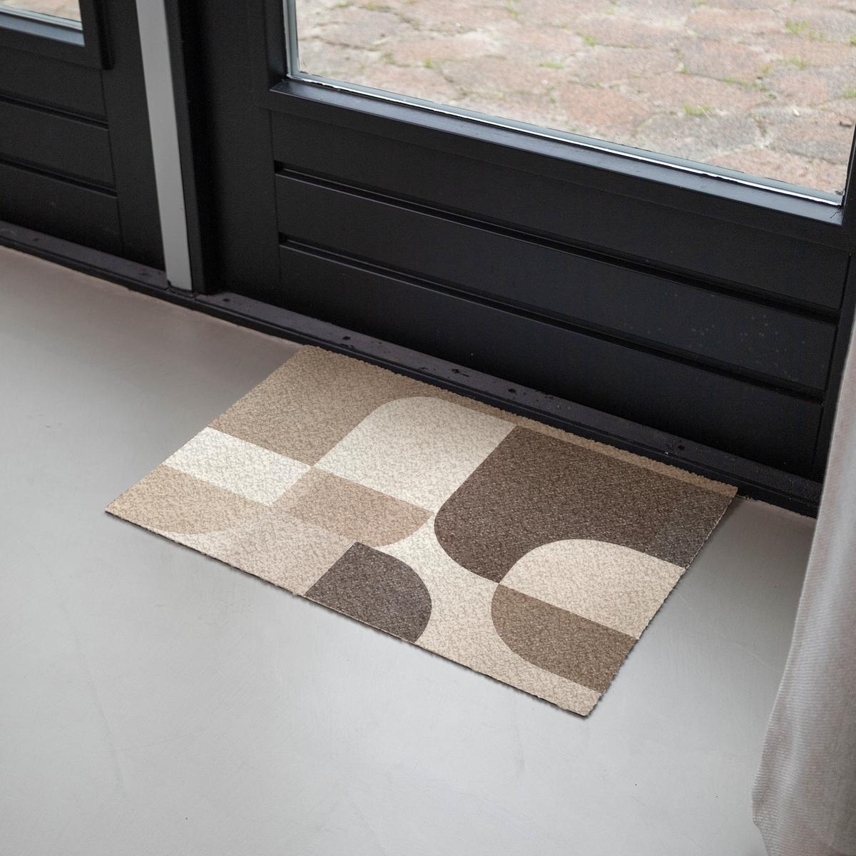 FUSSMATTE Geometrisch - Gewebte Struktur - Modern Fußabtreter 60x40 cm - Beige, Kunststoff (60/0.4cm) - MuchoWow