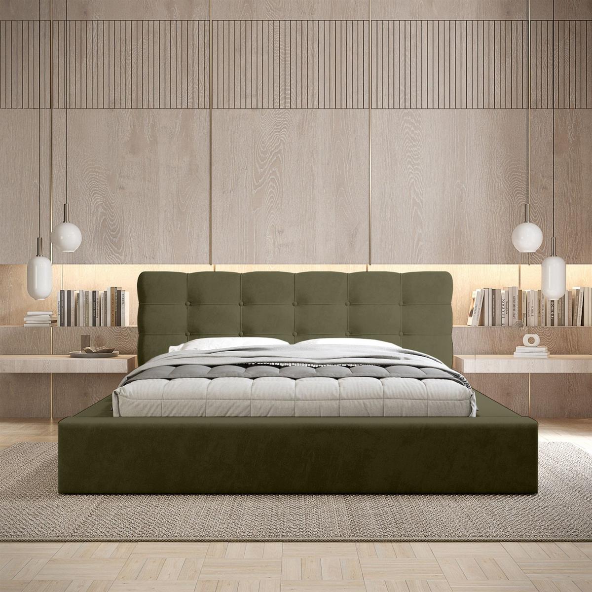 POLSTERBETT Antonio Stoff Ditra - Grün, Holzwerkstoff/Textil (140/200cm) - Fun Möbel