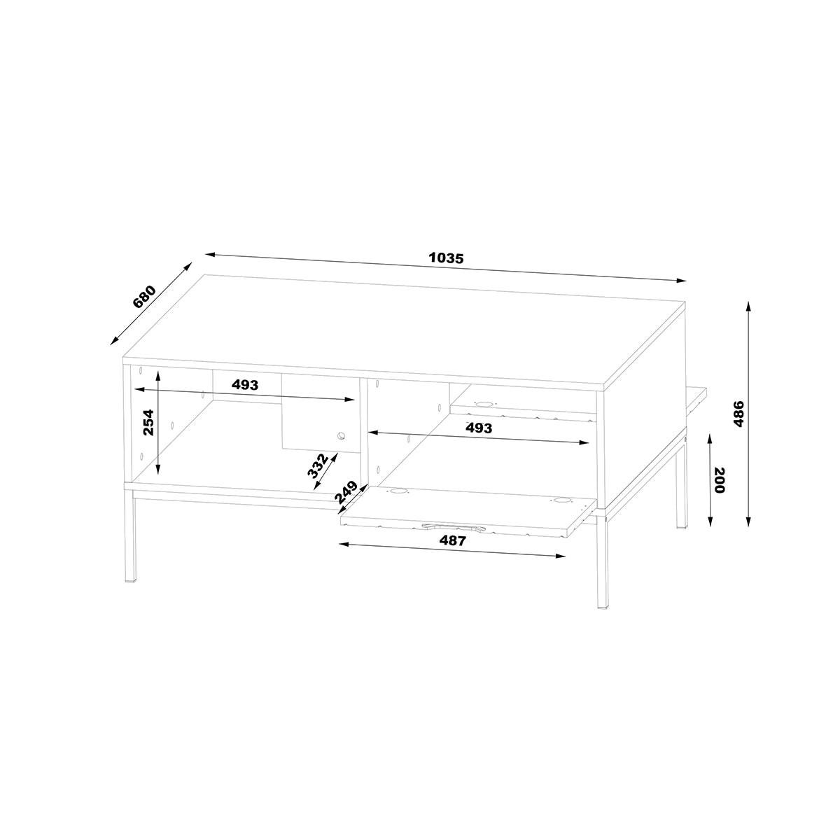 COUCHTISCH Daria Weiß - Weiß, Holzwerkstoff (68/104/69cm) - Petits-meubles