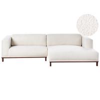 ECKSOFA 4-Sitzer Bouclé Cremeweiß linksseitig Veng - Hellbraun/Weiß, Textil (310/155cm) - Beliani