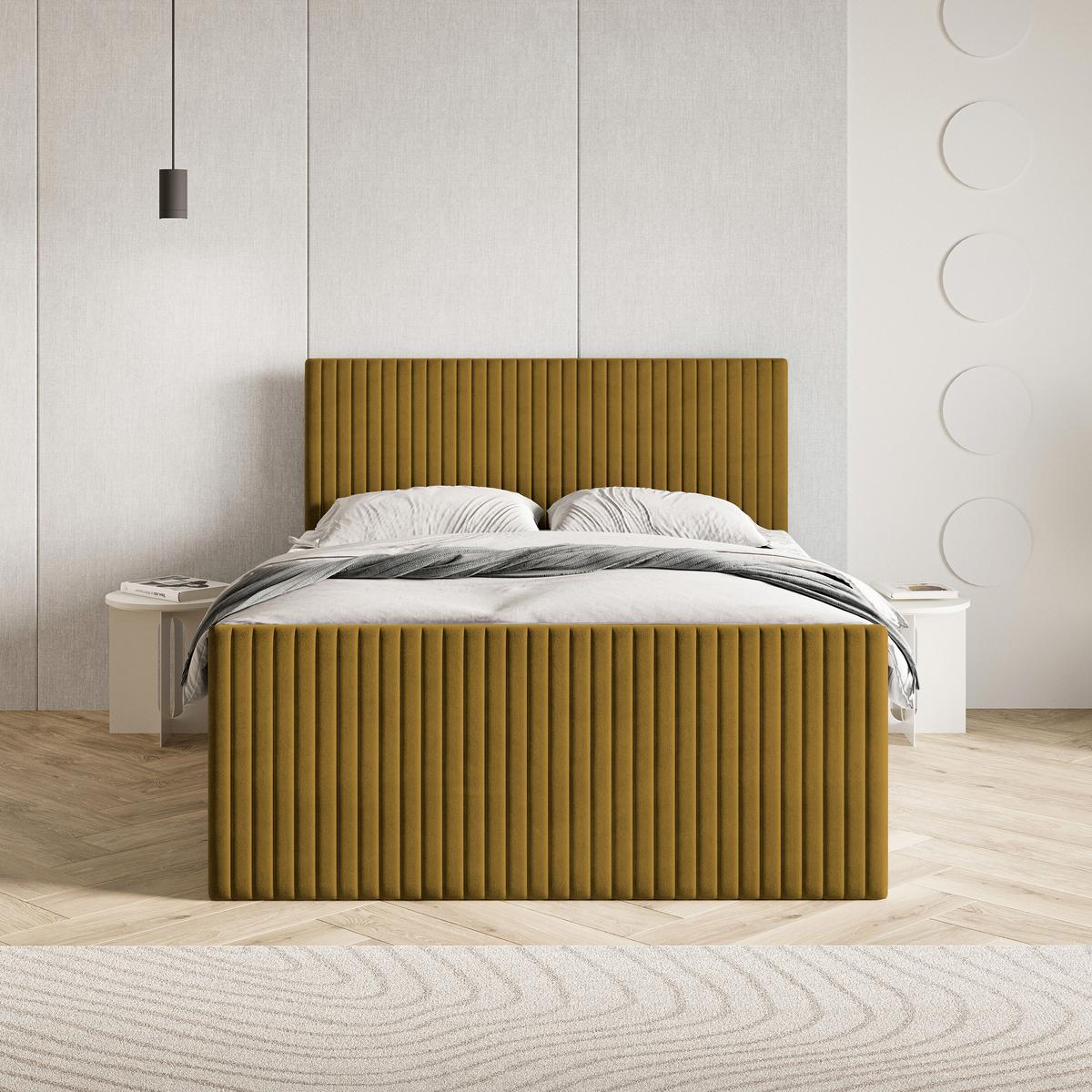 BOXBETT TERVAN 180x200 cm mit Matratze und Topper - Gelb - Gelb, Holz (180/200cm) - MASSENO