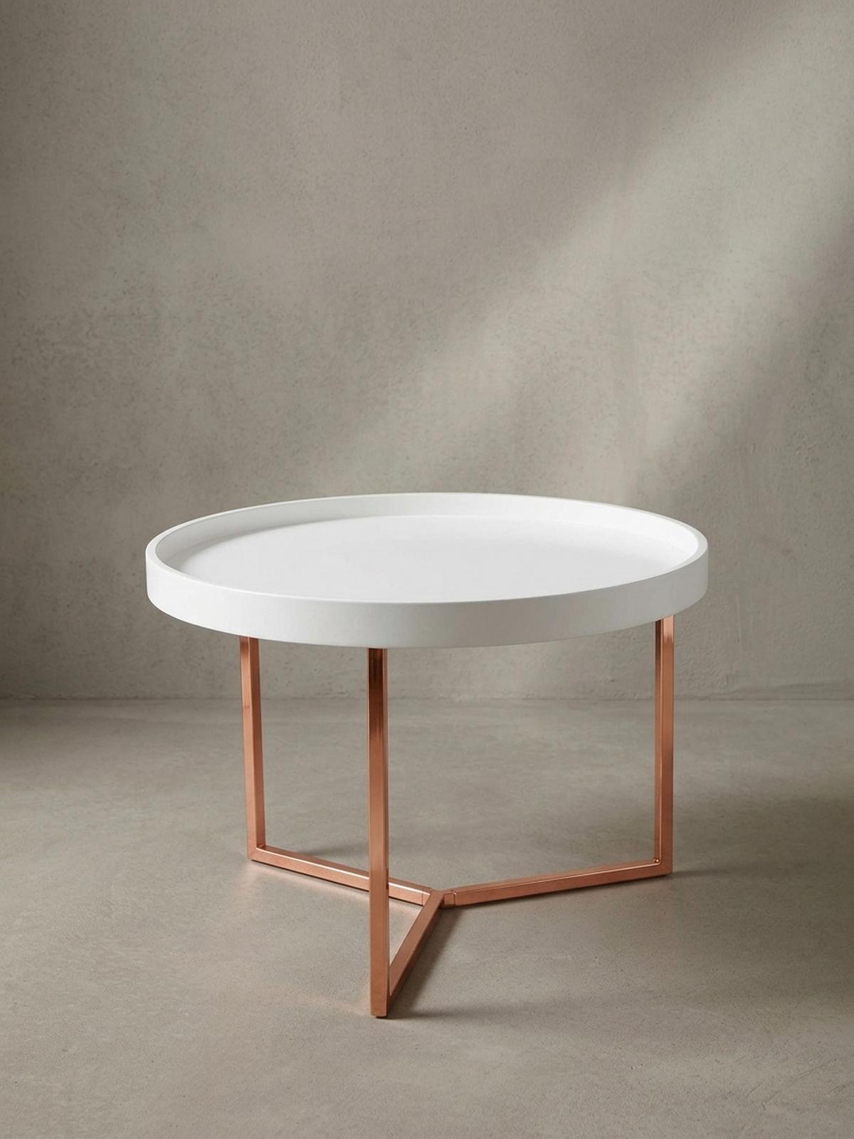 SOFATISCH LIA Rund mit Metallgestell, abnehmbares Tablett und Anti-Rutsch-Noppen, Bronze 58 x 58 x 42 cm - Braun/Bronzefarben, Holz/Metall (58/58/42cm) - KADIMA DESIGN