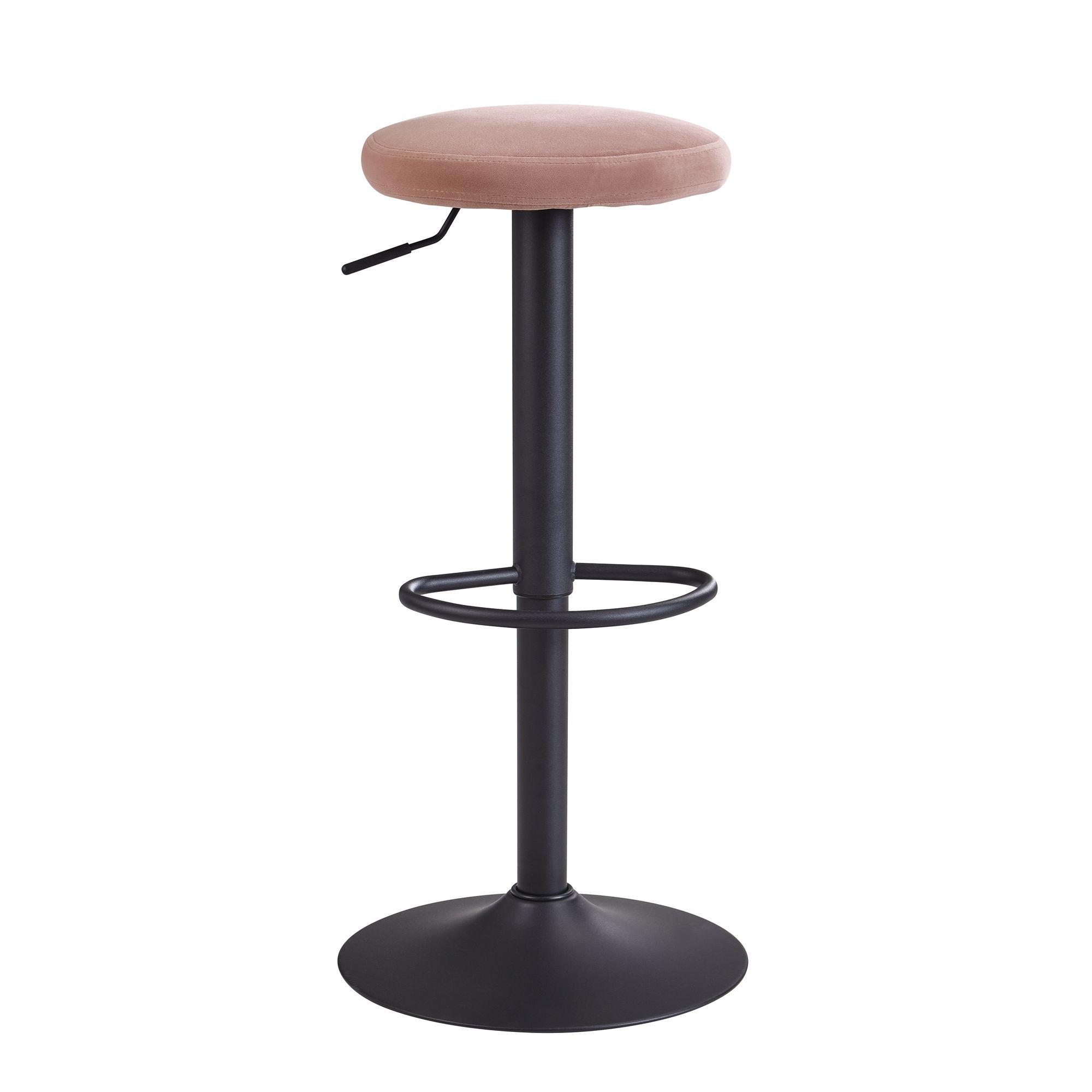 BARHOCKER Samt Höhenverstellbar Ohne Lehne Drehbar Metallgestell, Rosa 40x40x79 cm - Pink/Schwarz, Textil/Metall (40/79/40cm) - KADIMA DESIGN