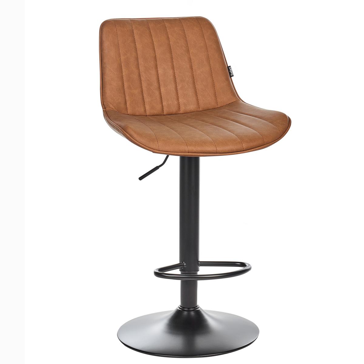 BARHOCKER 2er-Set Kunstleder Goldbraun Dubrovnik - Schwarz/Braun, Kunststoff (51/88/54cm) - Beliani