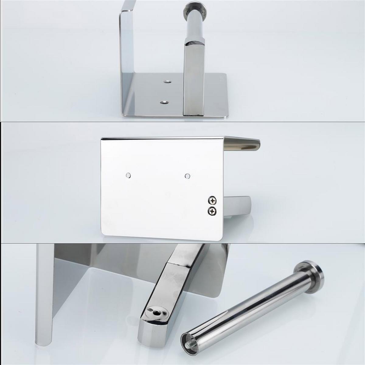TOILETTENPAPIERHALTER mit Ablage - Silberfarben, Metall (11/10/16cm) - Intirilife