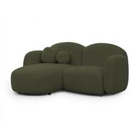 ECKSOFA Nuvola mit abgerundetem Design Grün Bouclé-Stoff - Ottomane Links - Schwarz/Grün, Holz/Kunststoff (190/146cm) - S-Style Möbel