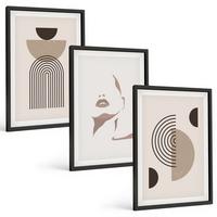 BILDER SET 3er Set - 40x60 cm Schwarzer Rahmen - Abstrakte Formen und Gesicht - Schwarz, Kunststoff (40/60cm) - TULUP
