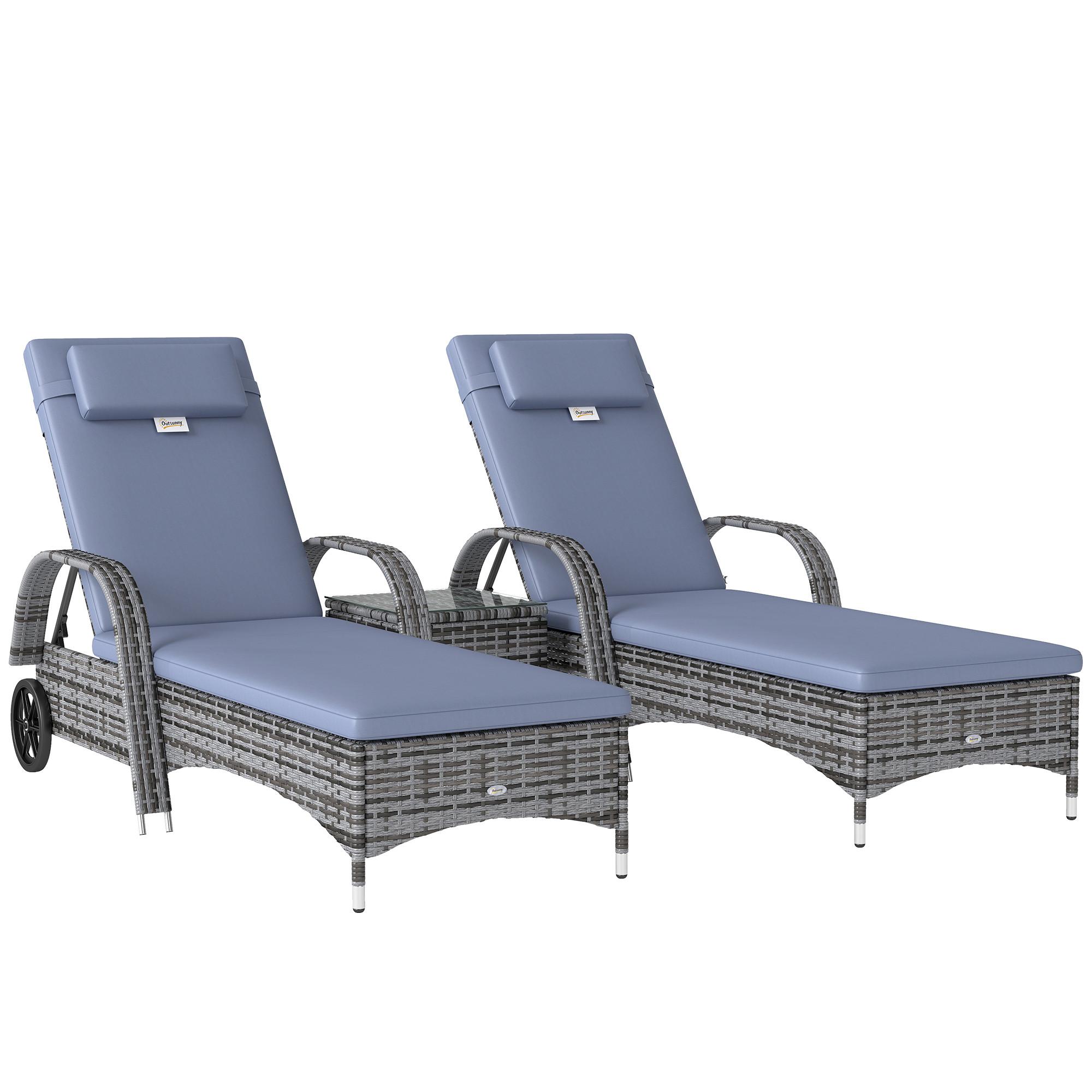 GARTENMÖBEL Set, Metall, PE, Grau - Grau, Metall - Outsunny