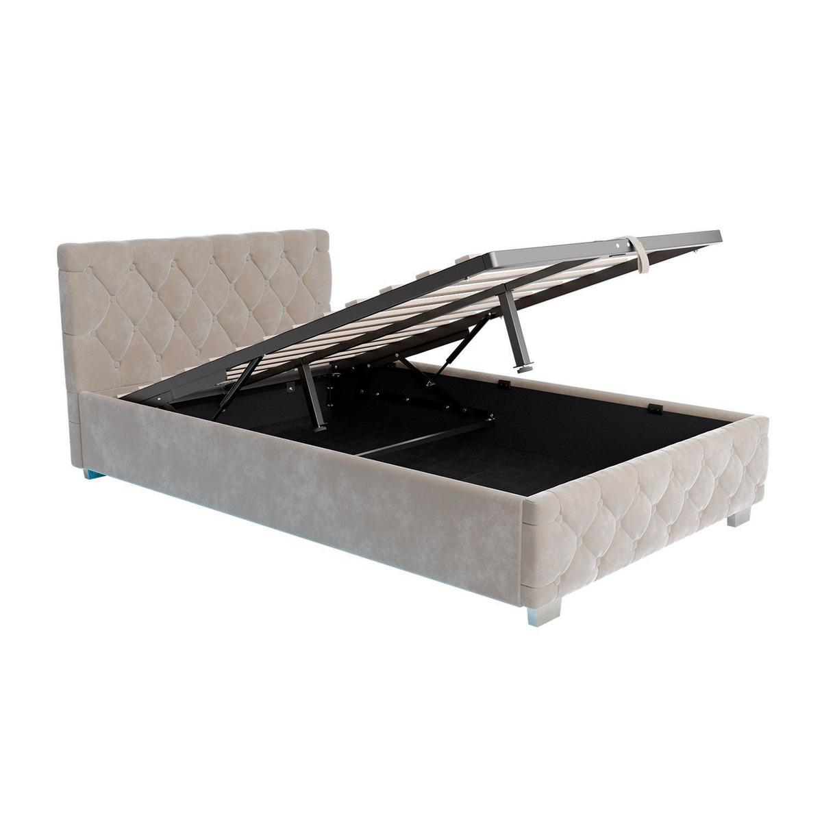 POLSTERBETT Nizza Beige 120x200 cm mit Matratze - Beige, Holz (120/200cm) - Juskys