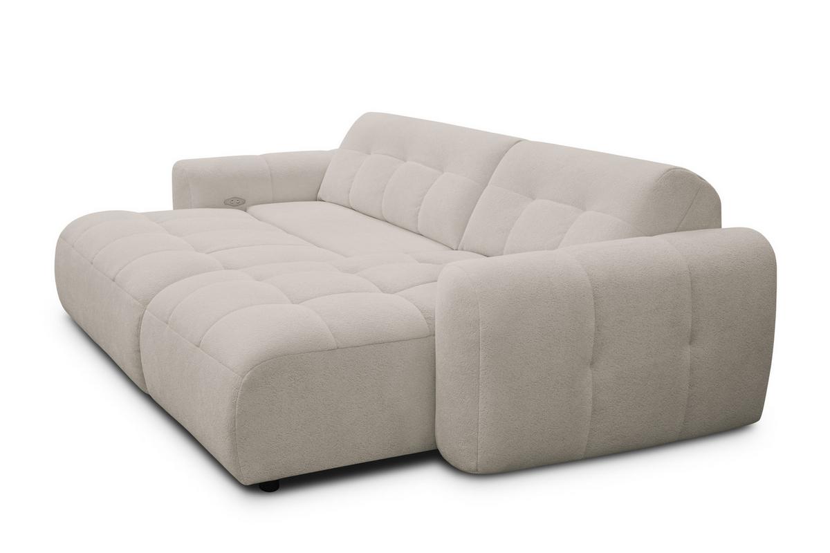 ECKSOFA LUMERO 4-Sitzer RECHTS, creme - Ecru/Schwarz, Holz/Textil (275/166cm) - Courtois Laville