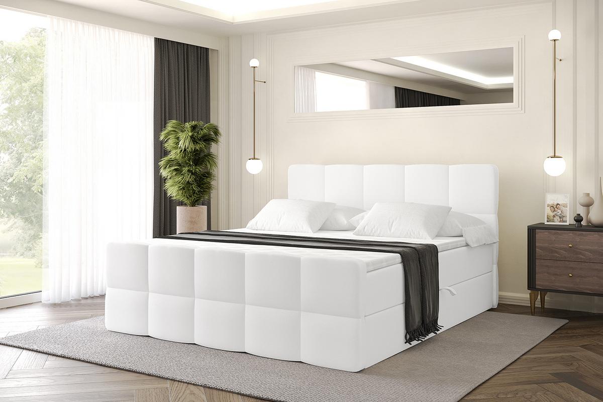 BOXBETT mit Matratze H4 und Lattenrost - LIRO-Z - 120x200 - Weiß Kunstleder - Weiß, Holzwerkstoff (120/200cm) - ALTDECOR