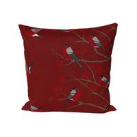 KISSENHÜLLE Beeren Vögel Baumwolle marsala 50/50 cm - Rot, Textil (50/50cm) - beties Heimtextil