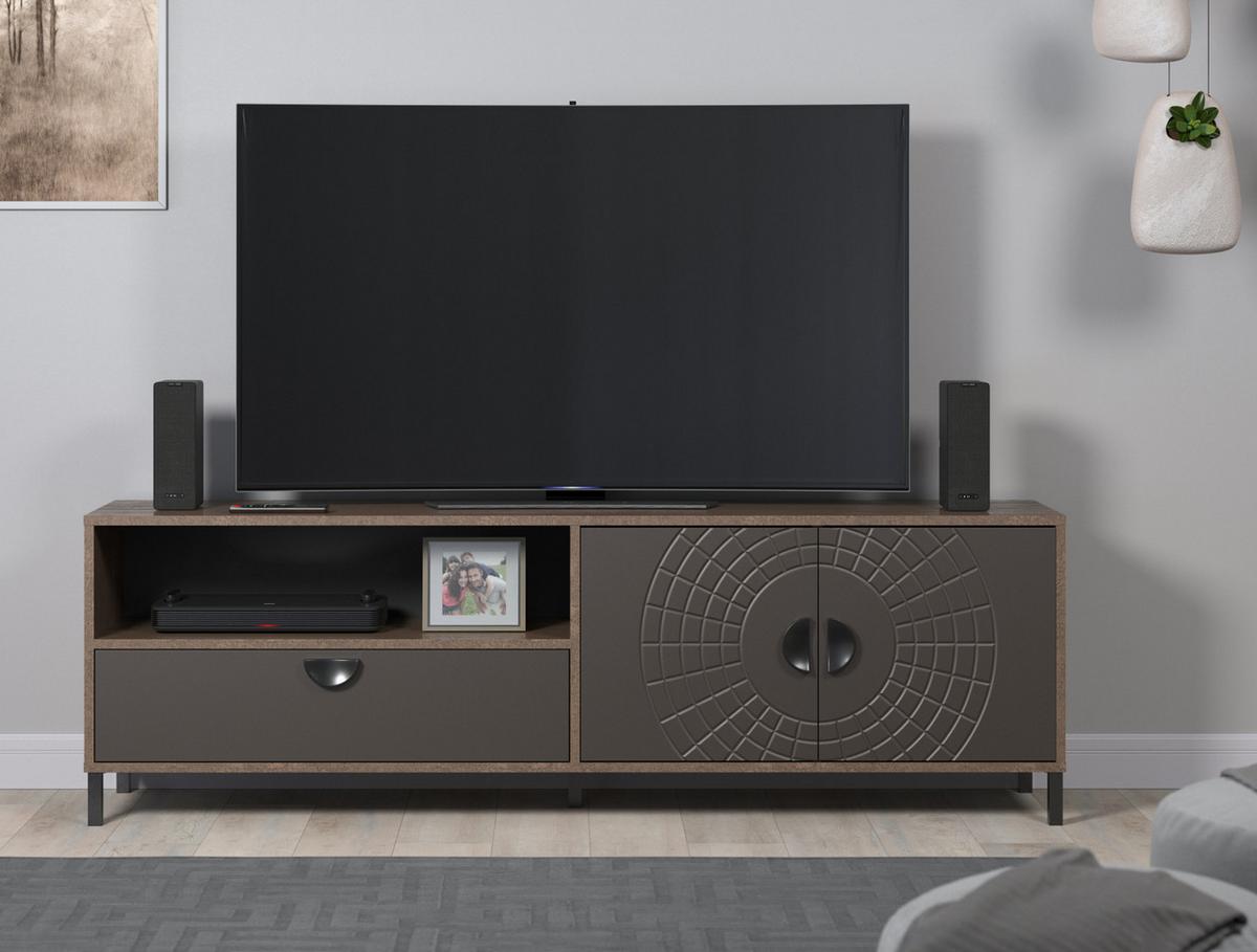 TV-LOWBOARD Bronze und Rostoptik 183 cm, TV Unterteil mit Soft-Close - Rostfarben/Schwarz, Holzwerkstoff/Metall (183/55/40cm) - Top.Furn