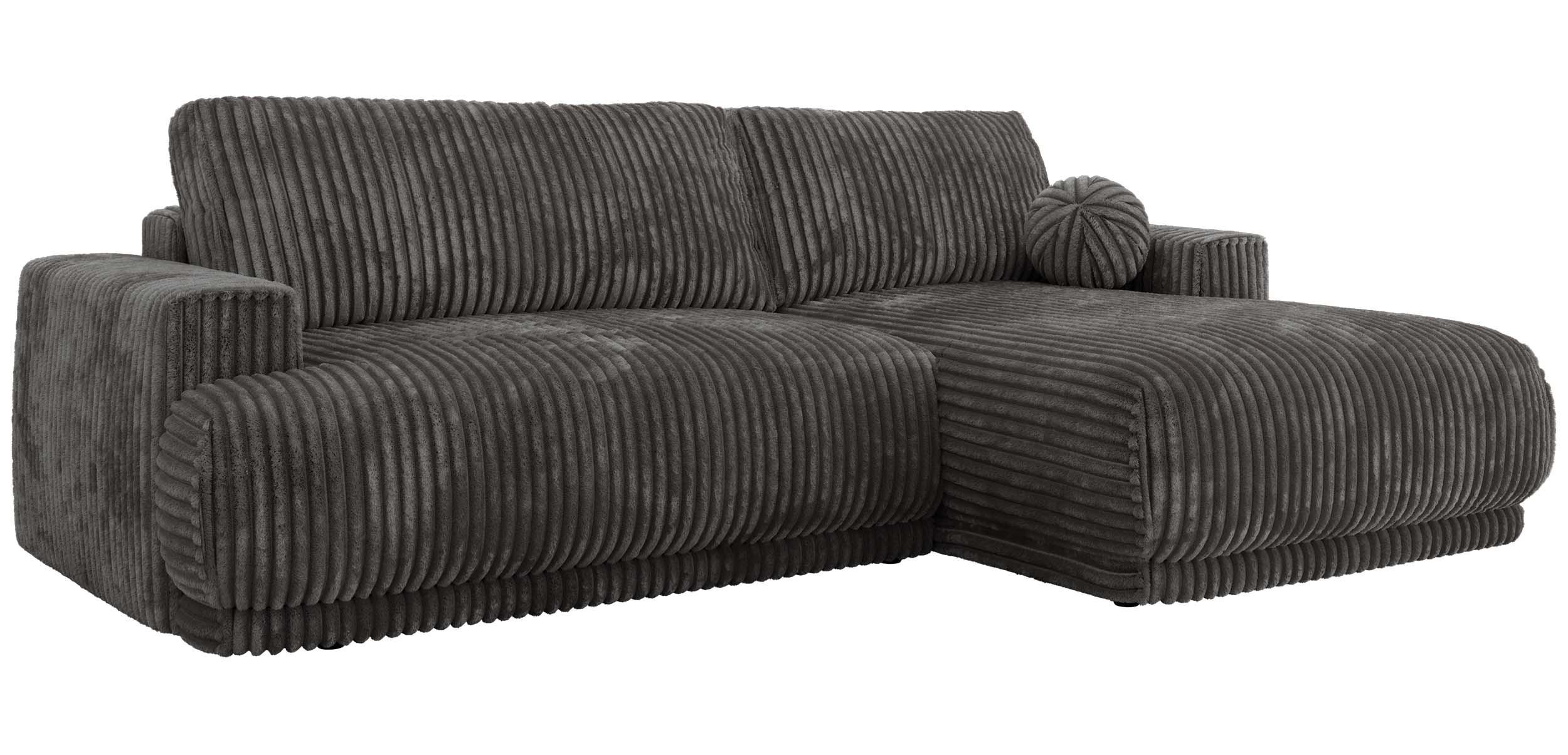 ECKSCHLAFSOFA RINA L Grau Cord - rechts - Schwarz/Grau, Kunststoff/Textil (170/267cm) - MKS