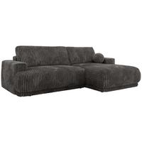 ECKSCHLAFSOFA RINA L Grau Cord - rechts - Schwarz/Grau, Kunststoff/Textil (170/267cm) - MKS