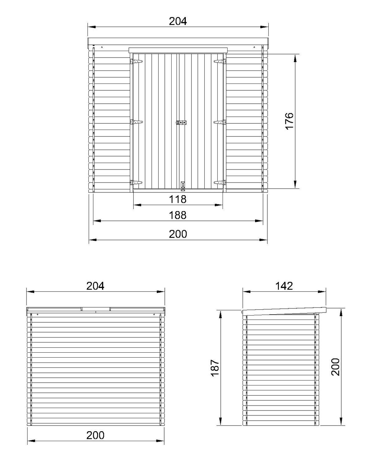 HOLZ-GARTENHAUS 2,22 m² – TIMBELA M311C1 - Naturfarben, Holz (204/200/142cm) - Timbela