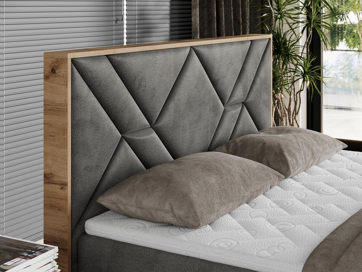 BOXBETT GUNAR - 160/200 Dunkelgrau Velvet - H4 - Dunkelgrau, Holz/Textil (160/200cm) - MKS