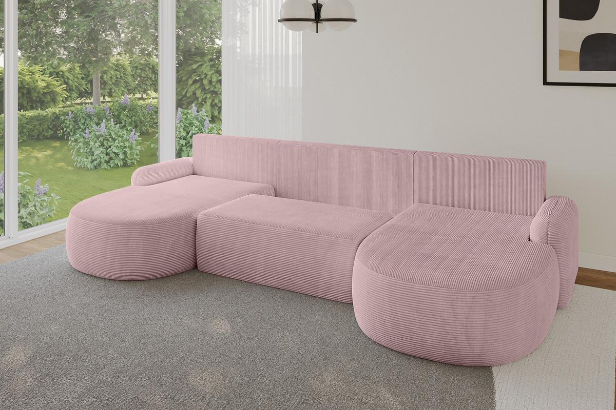 WOHNLANDSCHAFT mit Schlaffunktion und Bettkasten LIRA-U - 335x172x89 Rosa - Rosa, Holzwerkstoff/Textil (335/89/172cm) - ALTDECOR