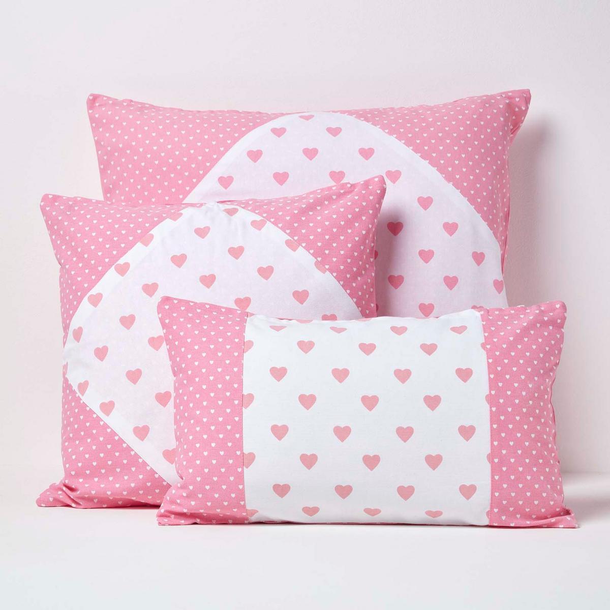PATCHWORK-KISSENHÜLLE Herzen 30/50 cm - Rosa, Textil (30/50cm) - Homescapes