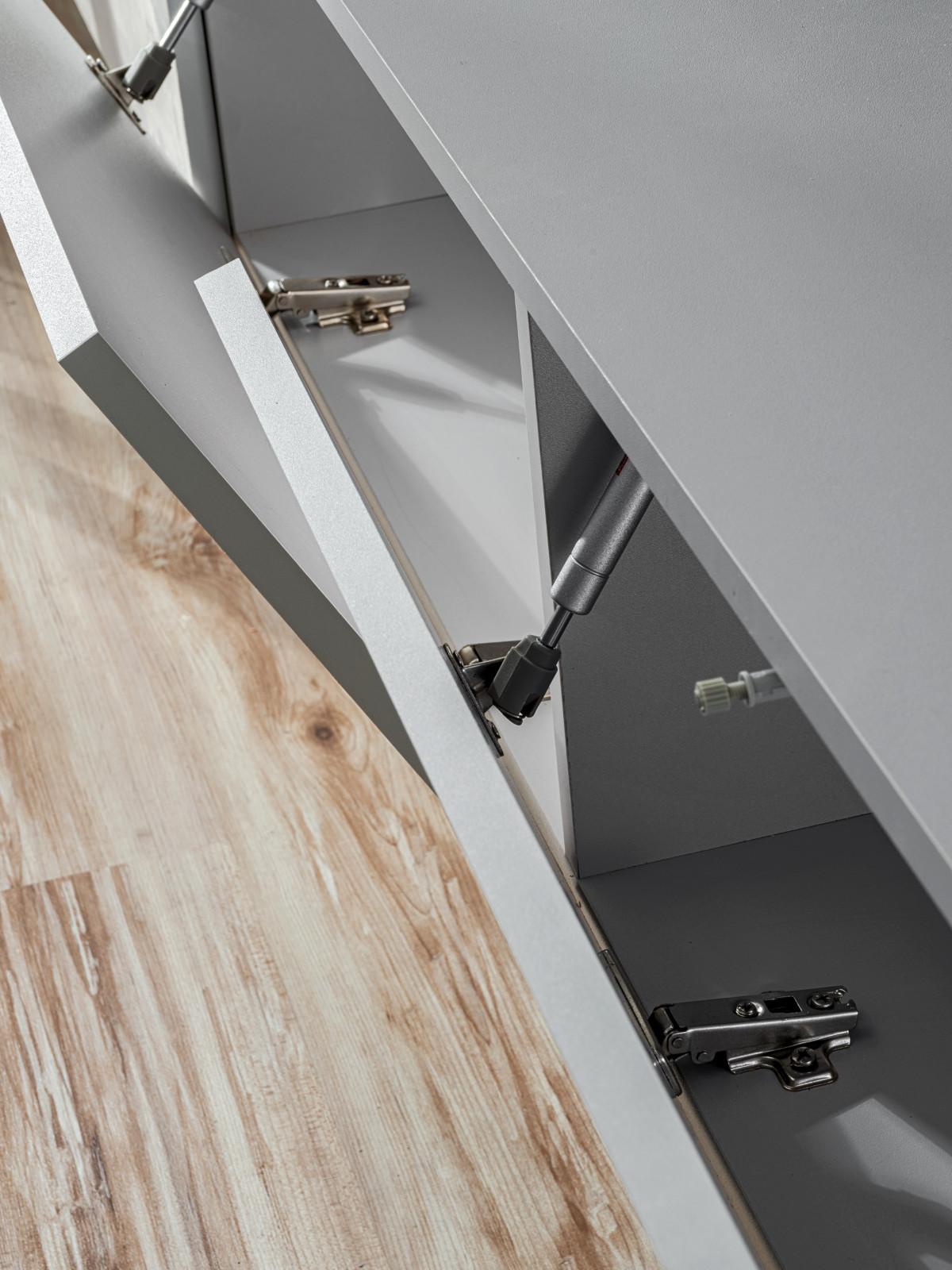 WOHNWAND grau, Artisan Eiche 180 cm, Schrankwand mit Wandpaneel, Push-to-Open - Eiche Artisan/Grau, Holzwerkstoff (180/148/35cm) - Furn.Design
