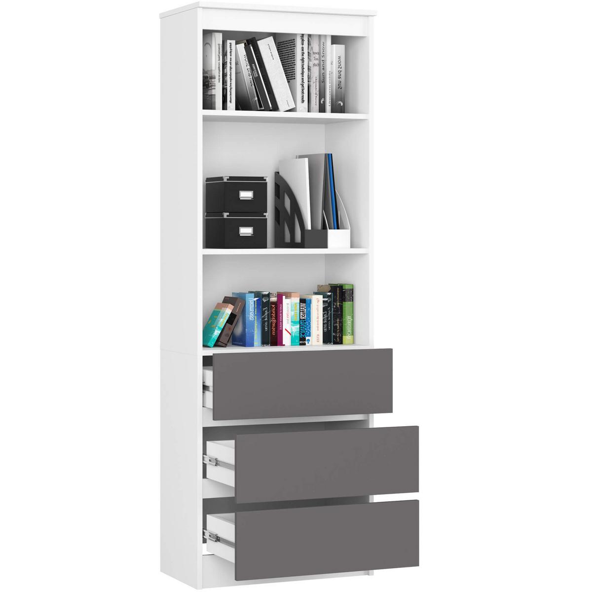 STANDREGAL Weiß, Graphit Grau 180/60/35 - Weiß, Holzwerkstoff (60/180/35cm) - RAUMHIRSCH FURNITURE