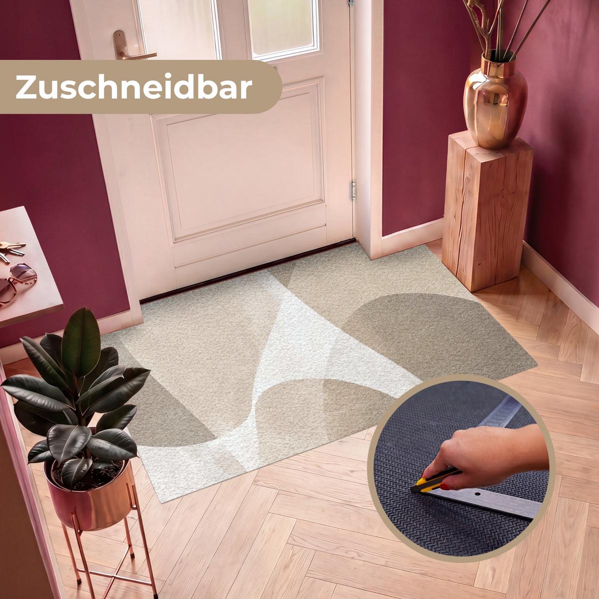 FUSSMATTE Glatte Oberflächen - Harmonisch - Wellenförmig Schmutzfangmatte 150x90 cm - Beige, Kunststoff (150/0.4cm) - MuchoWow
