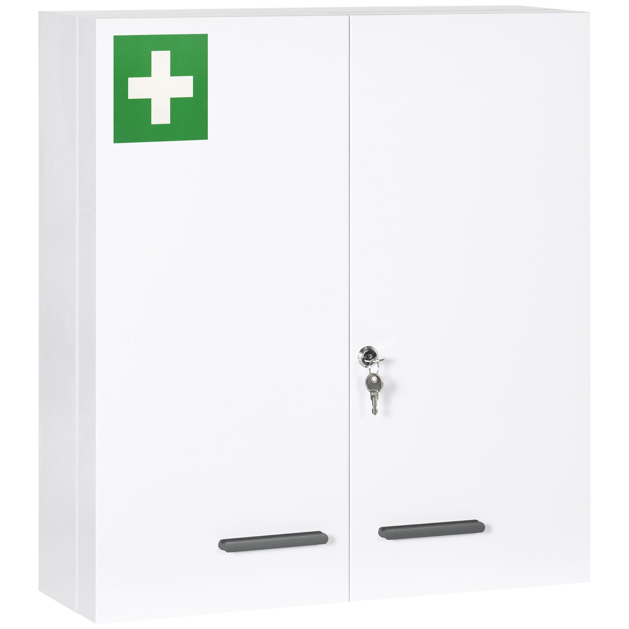 MEDIZINSCHRANK, 2-türiger Medikamentenschrank, Apothekerschrank für Wandmontage - Schwarz/Weiß, Metall (55/60/18cm) - Kleankin