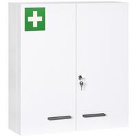 MEDIZINSCHRANK, 2-türiger Medikamentenschrank, Apothekerschrank für Wandmontage - Schwarz/Weiß, Metall (55/60/18cm) - Kleankin