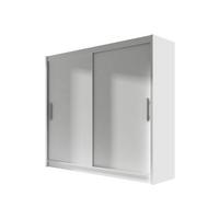 KLEIDERSCHRANK London I 180 - Silberfarben/Weiß, Holzwerkstoff/Kunststoff (180/215/58cm) - MIRJAN24