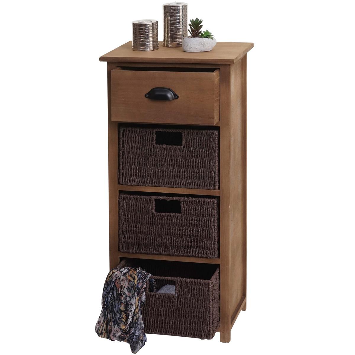 KOMMODE MIT KÖRBEN Dunkelbraun - Dunkelbraun, Holz (40/83/29cm) - MCW
