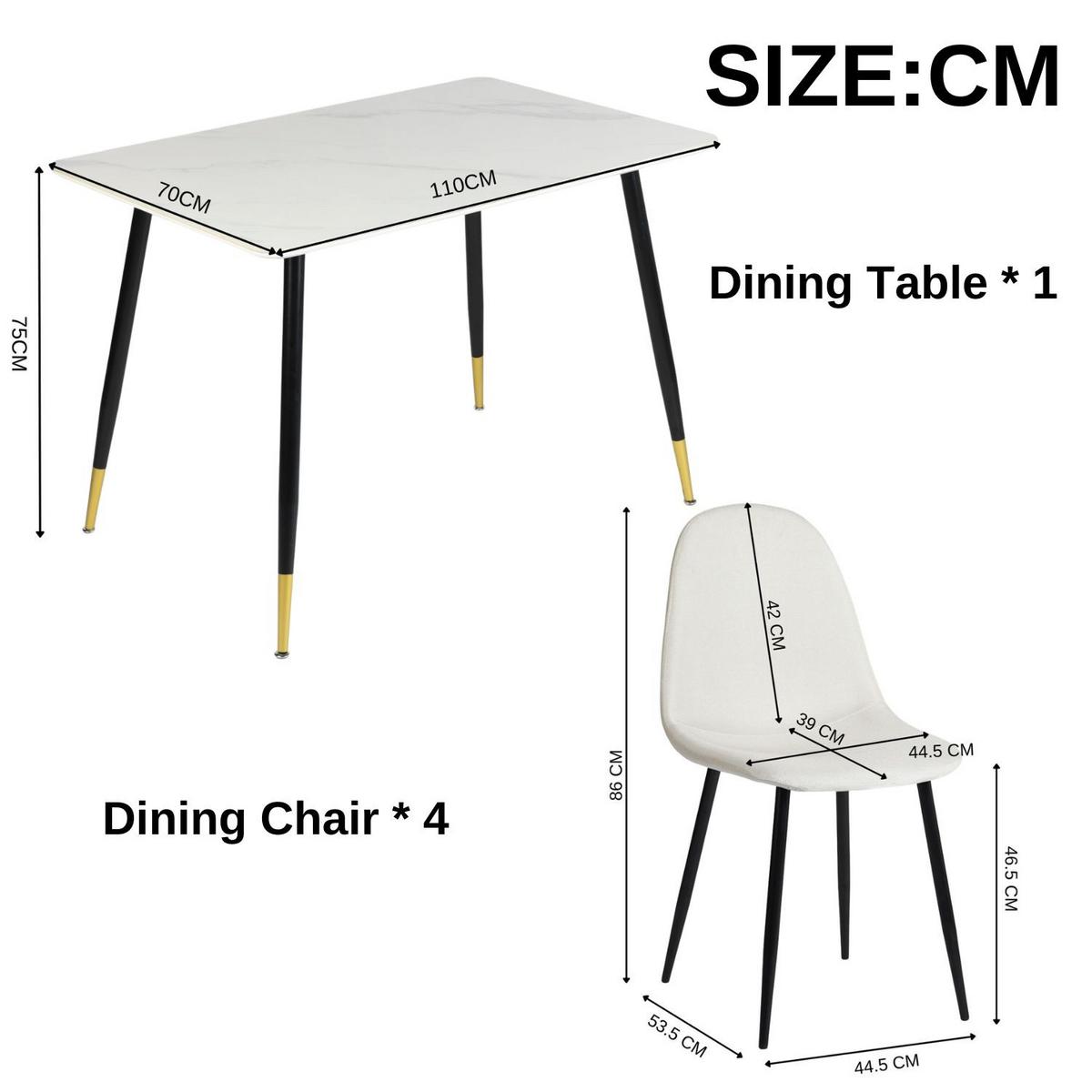 ESSTISCH SET Weiß und gebrochenes Weiß - Beige/Weiß, Holzwerkstoff/Metall (70/75/110cm) - Urban Meuble