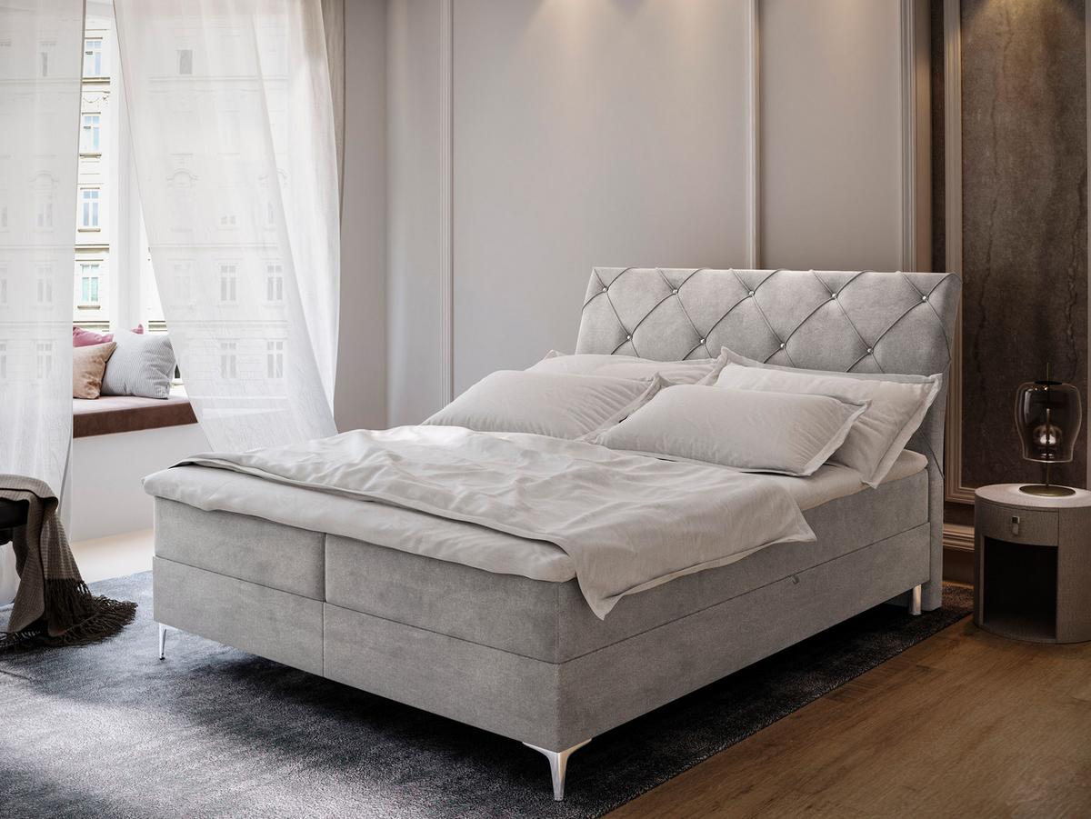 BOXBETT MACON 160x200 cm mit Matratze und Topper - Grau - Grau, Holz (160/200cm) - MASSENO