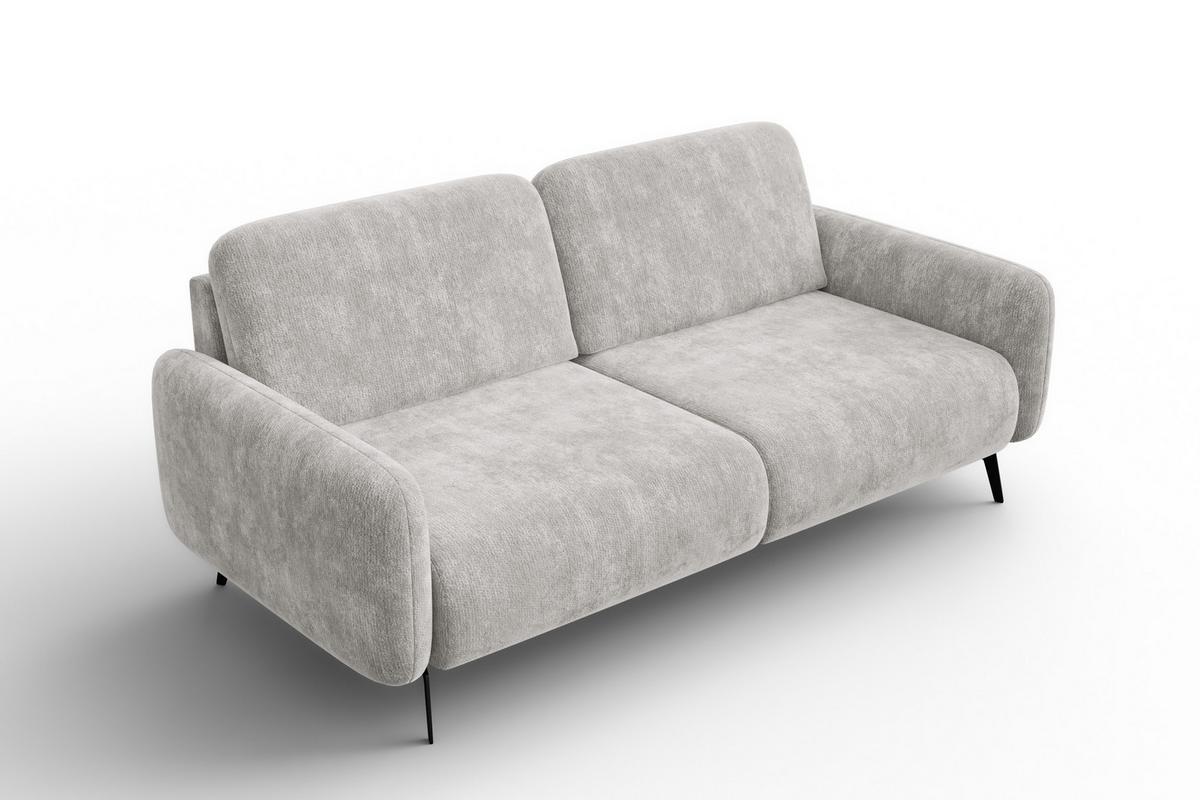 SOFA FEBE 3-Sitzer, hellgrauer Chenille-Stoff - Hellgrau/Schwarz, Holz/Textil (190/82/96cm) - Wozimo