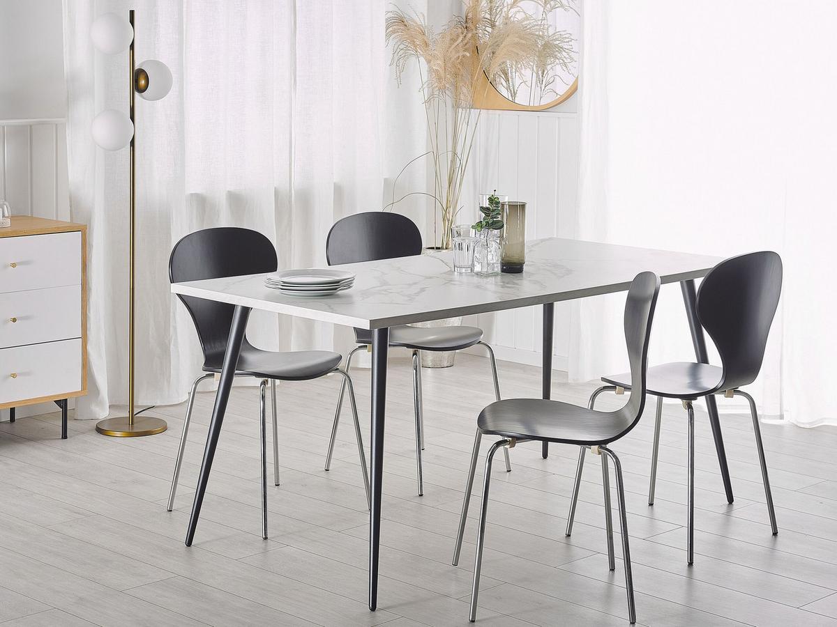 ESSTISCH 160/80/76 cm Weiß schwarz Rechteckig Santiago - Weiß, Holzwerkstoff (160/80/76cm) - Beliani