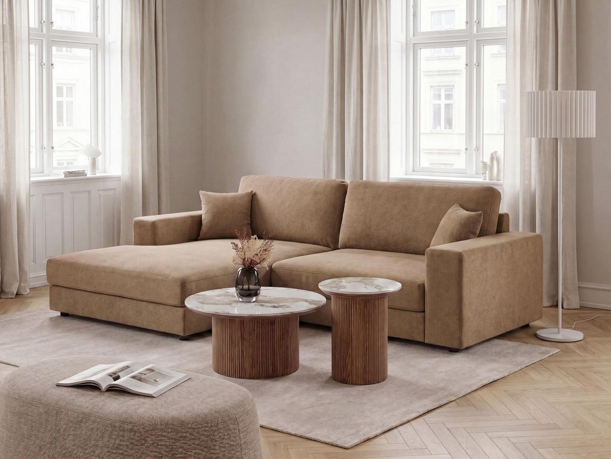 ECKSOFA 3-Sitzer Stoff Braun rechtsseitig Lofoten - Braun, Textil (250/185cm) - Beliani