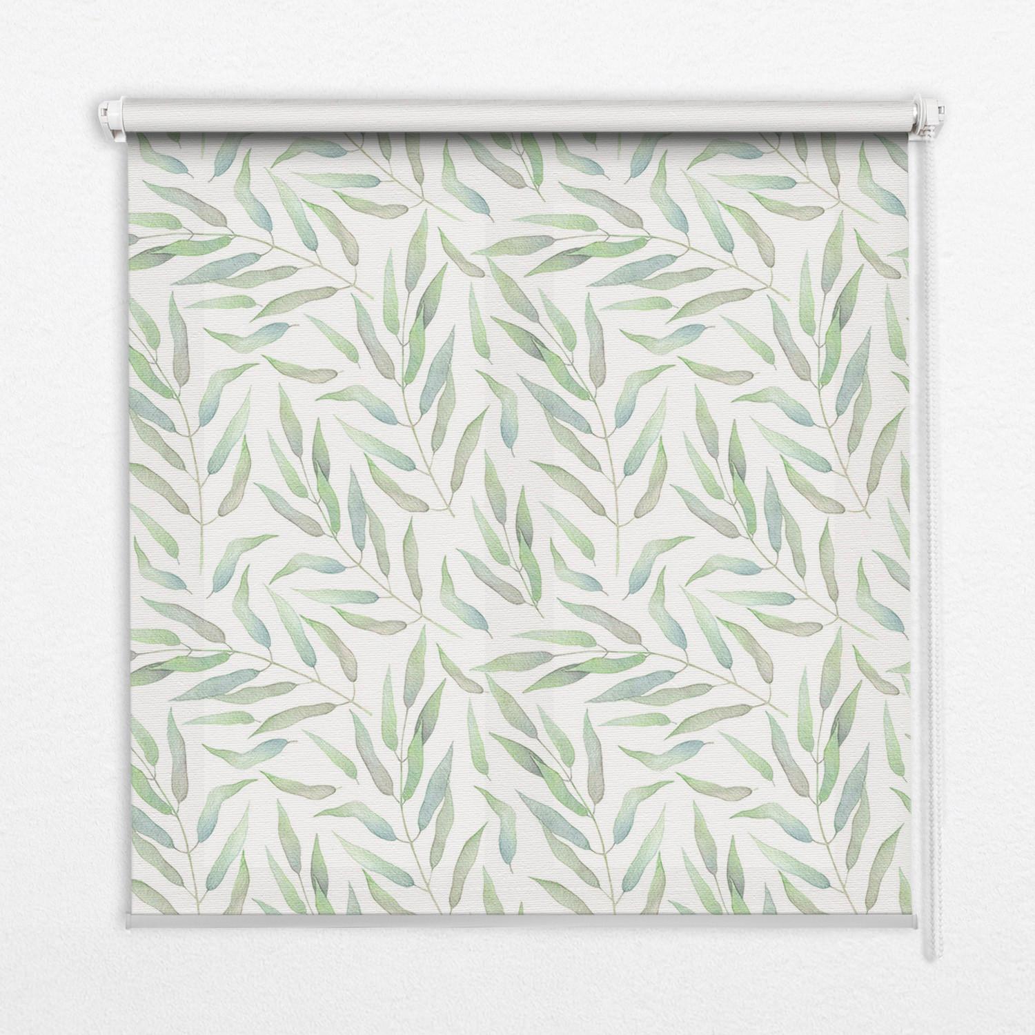 INNENROLLO - Fensterrollo - Rollo - 100x140 cm - Grüne Blätter - Grün, Kunststoff (100/140/0.5cm) - TULUP