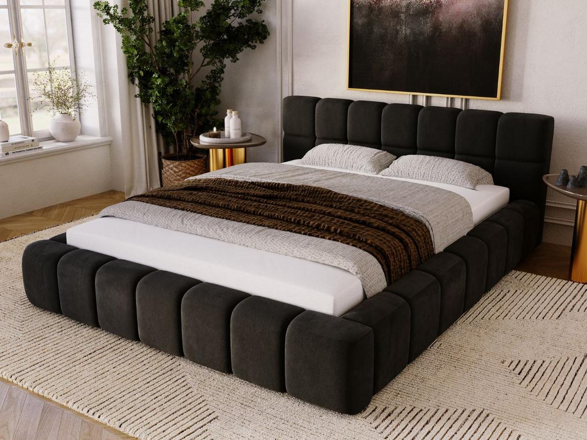 POLSTERBETT Alicante 160x200 Schwarz - Schwarz, Textil (160/200cm) - Graingold