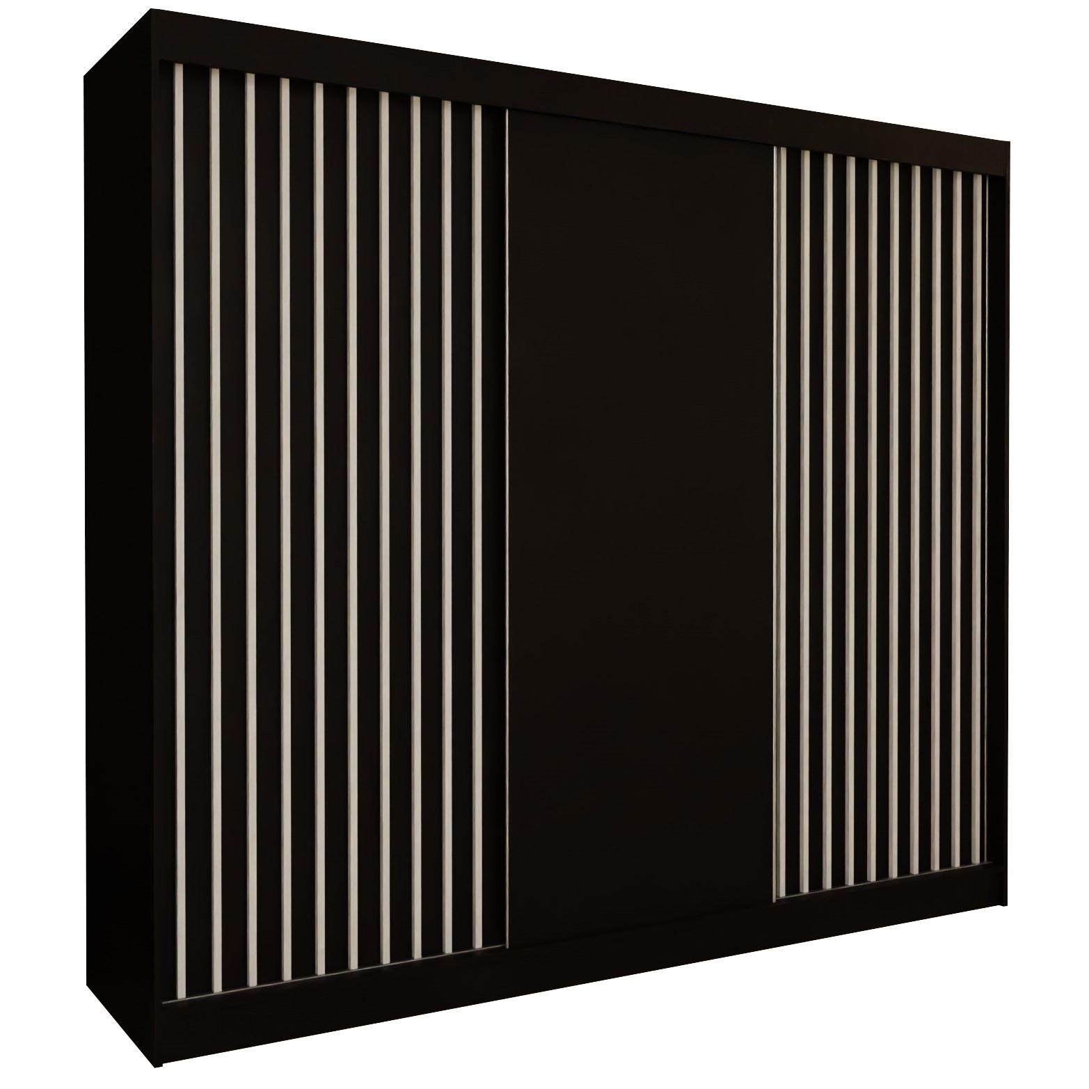 SCHWEBETÜRENSCHRANK LAMELLO 240/216/61 cm 3-türig Schwarz - Schwarz, Holzwerkstoff (240/216/61cm) - MASSENO