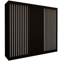 SCHWEBETÜRENSCHRANK LAMELLO 240/216/61 cm 3-türig Schwarz - Schwarz, Holzwerkstoff (240/216/61cm) - MASSENO