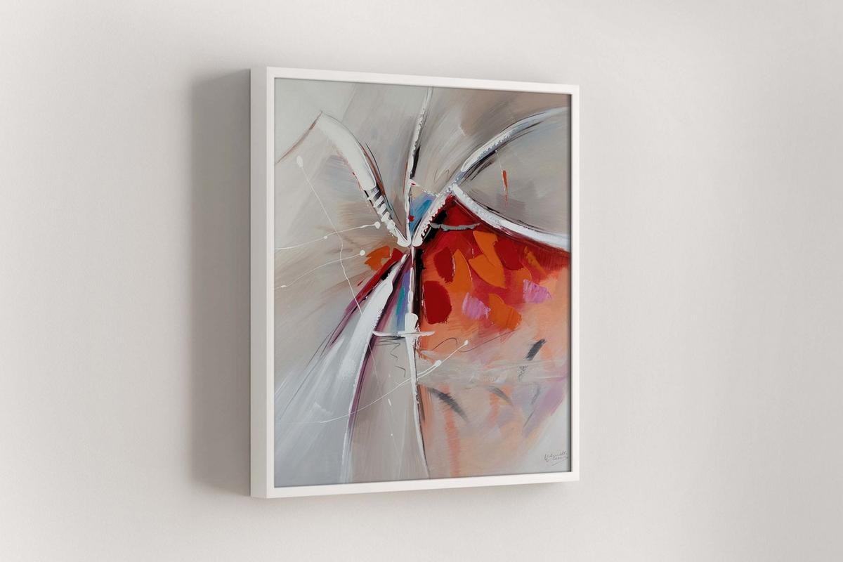 ACRYLBILD HANDGEMALT 80/80 cm - Rot/Weiß, Holz/Textil (80/80cm) - KUNSTLOFT