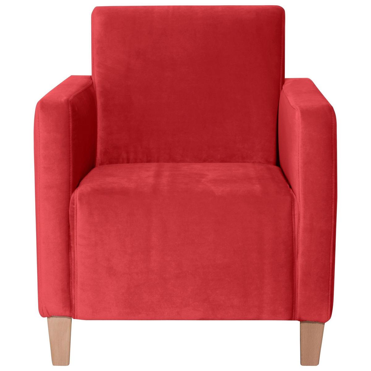 SESSEL Karol Bezug Samtvelours Buche natur / rot - Rot, Kunststoff (71/81/70cm) - 58aufmkessel