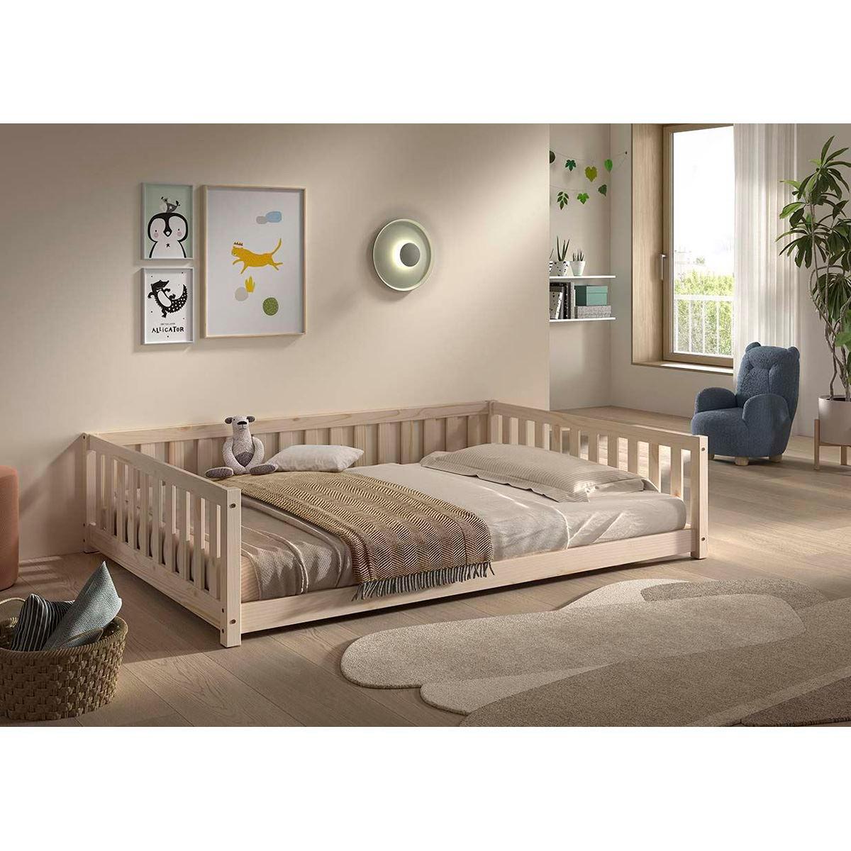 BODENBETT Kapua 140x200 umbaubar zum Tagesbett Kiefer Massivholz Natur - Kieferfarben, Holz (140/200cm) - 58aufmkessel