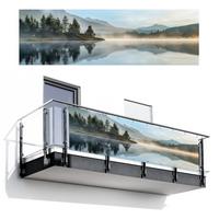 BALKON-SICHTSCHUTZ See - Nebel - Berge - Landschaft Windschutz 300x95 cm - Hellblau, Kunststoff (300/95cm) - MuchoWow