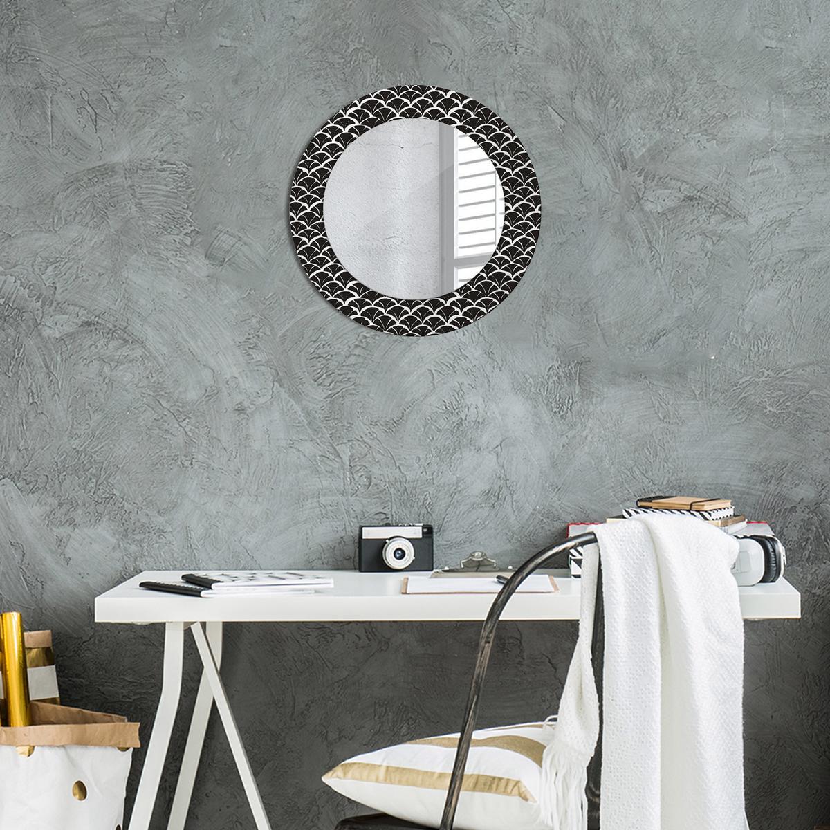 SPIEGEL Rund Ø 50 cm mit Aufdruck - Schwarz, Glas (50/50/0.4cm) - Wallfluent