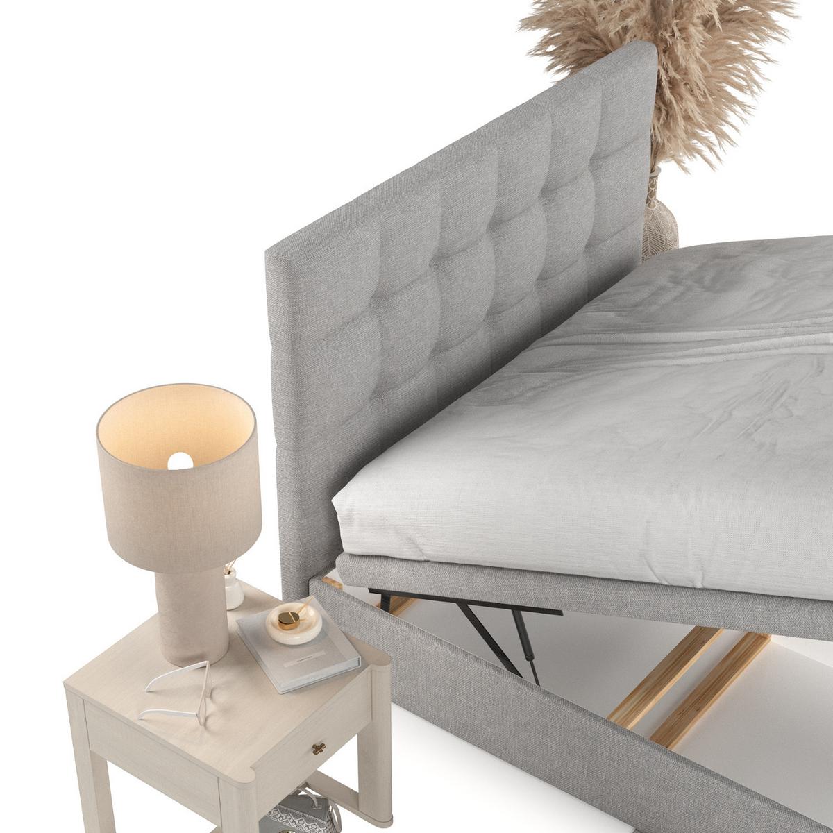POLSTERBETT Guam mit Stauraum 200/200 cm Grau im Megan Stoff - Schwarz/Grau, Holz/Holzwerkstoff (200/200cm) - AltaBeds