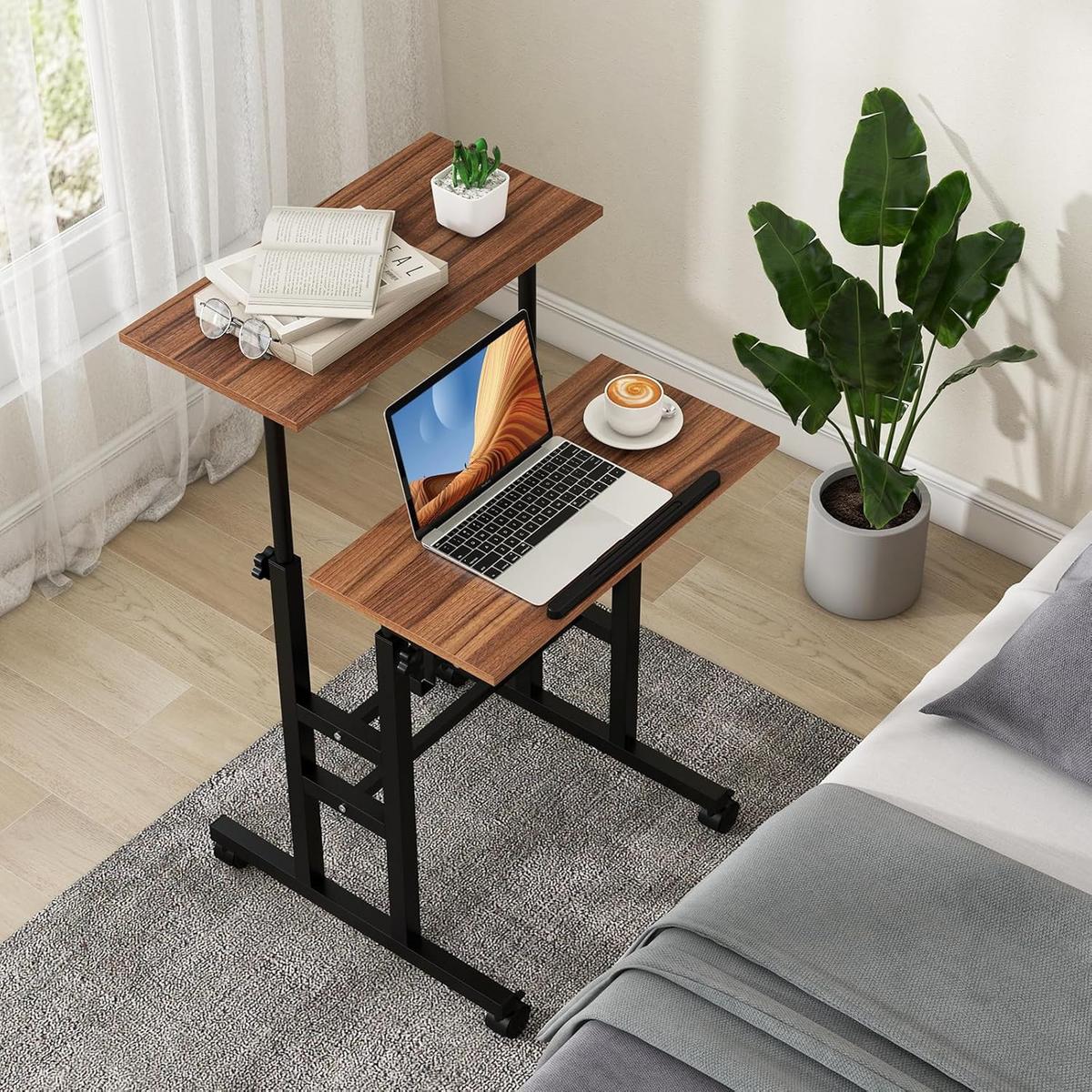 COMPUTERTISCH Walnuss - Walnussfarben, Holzwerkstoff (55/60/124cm) - COSTWAY